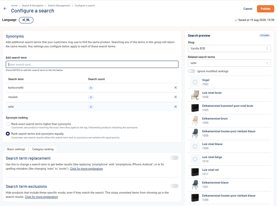 Configure a search