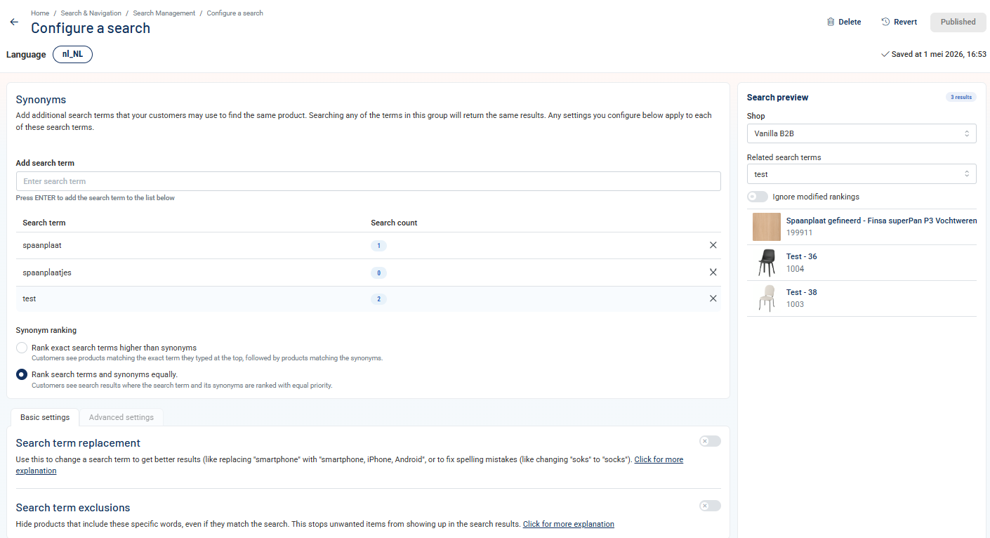 Configure a search