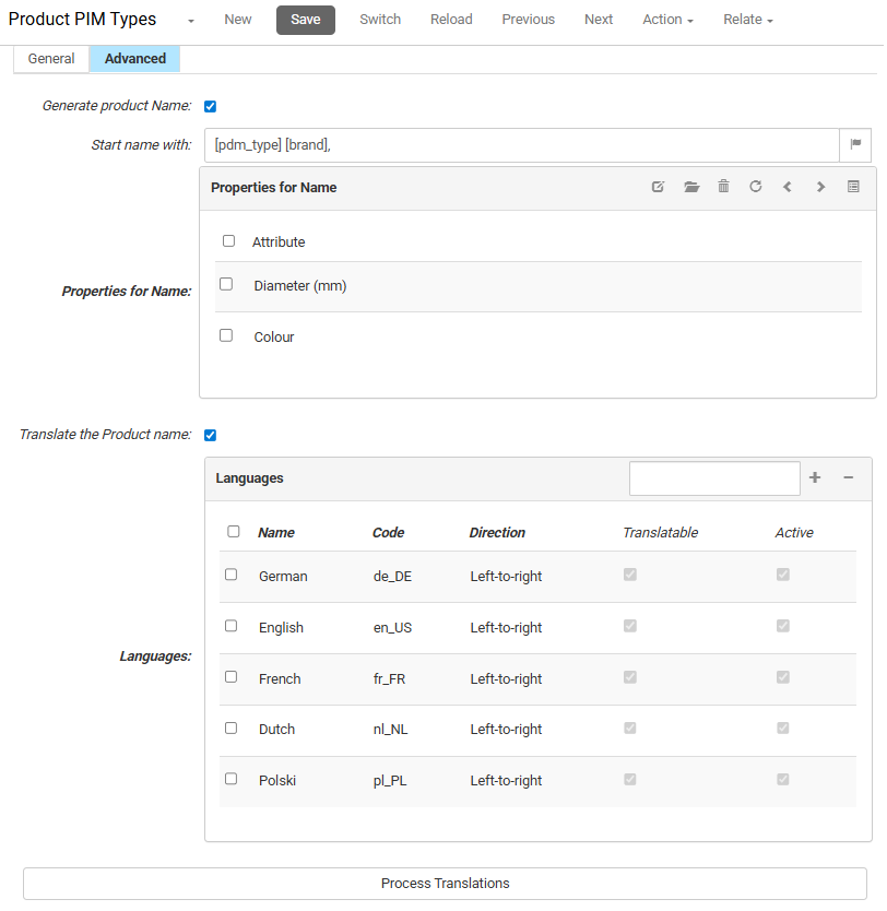 Configure Translations