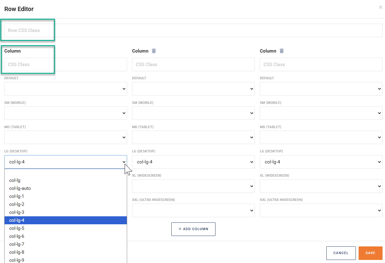 row editor