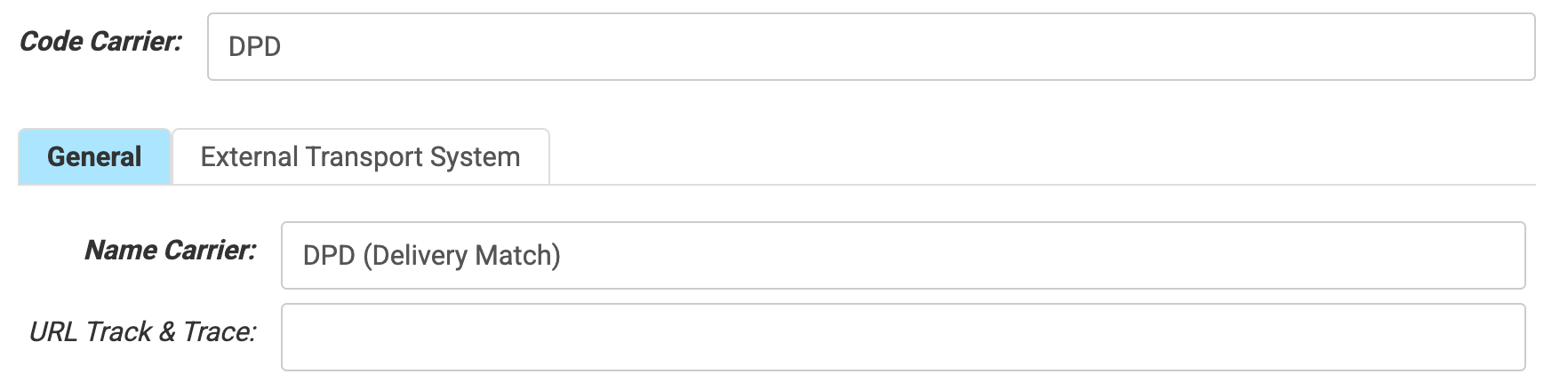 Image of Carriers - General Tab